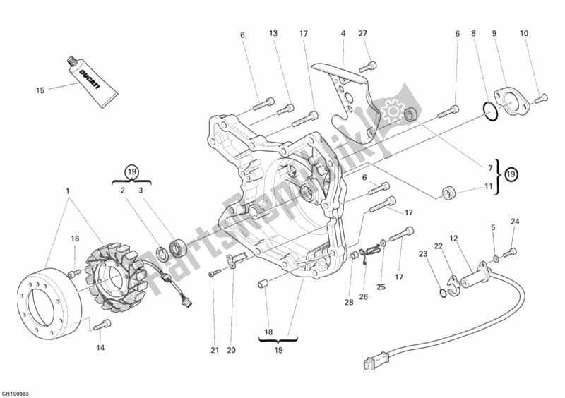 All parts for the Generator Cover of the Ducati Sportclassic Sport 1000 Single-seat USA 2006